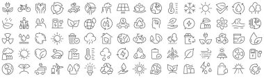 Set of eco and environment line icons. Collection of black linear icons