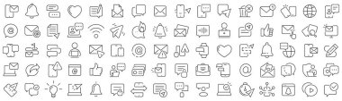 Set of chat and message line icons. Collection of black linear icons
