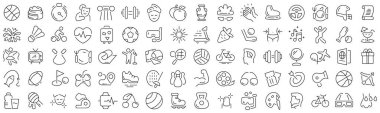 Set of recreation and lifestyle line icons. Collection of black linear icons