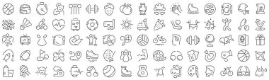 Set of recreation and lifestyle line icons. Collection of black linear icons