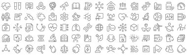 Set of science line icons. Collection of black linear icons