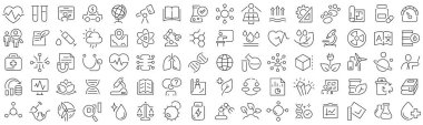 Set of science line icons. Collection of black linear icons