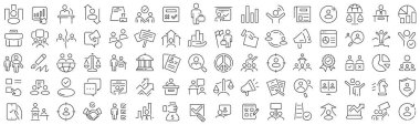 Set of politics and vote line icons. Collection of black linear icons