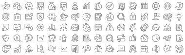 Set of assessment and analysis line icons. Collection of black linear icons