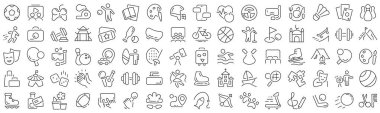 Set of hobby and lifestyle line icons. Collection of black linear icons