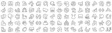 Set of hobby and lifestyle line icons. Collection of black linear icons