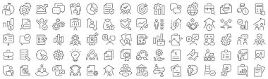 Set of workflow and audit line icons. Collection of black linear icons