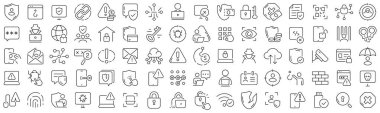 Set of fraud and hacking line icons. Collection of black linear icons