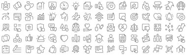 Set of feedback line icons. Collection of black linear icons