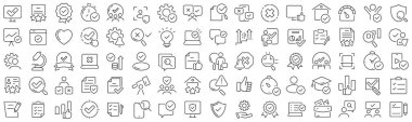 Set of quality analysis line icons. Collection of black linear icons