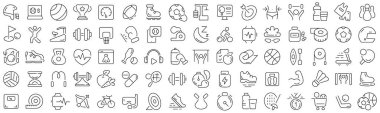 Set of sport and athletic line icons. Collection of black linear icons