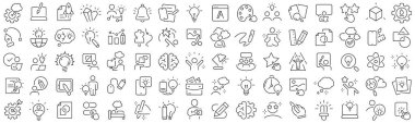 Set of inspiration and idea line icons. Collection of black linear icons