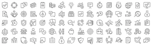 Set Business Audit Line Icons Collection Black Linear Icons — Stockfoto