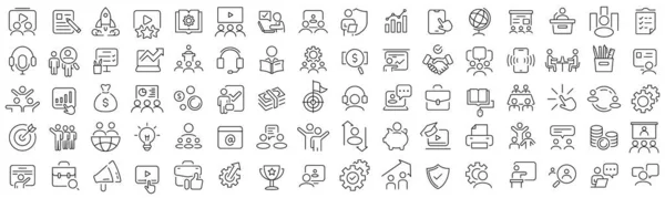 Set Business Training Line Icons Collection Black Linear Icons — Stock Photo, Image