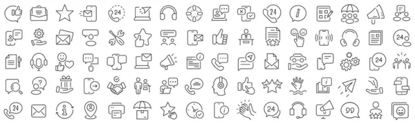 Set Customer Service Line Icons Collection Black Linear Icons — Zdjęcie stockowe