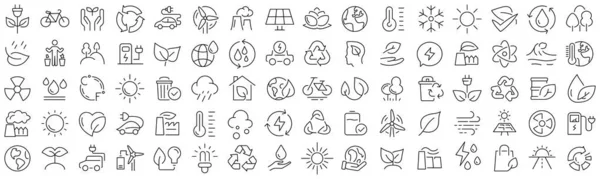 Set Eco Environment Line Icons Collection Black Linear Icons — Stock Photo, Image