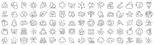 Set Nature Organic Line Icons Collection Black Linear Icons — Stock Photo, Image