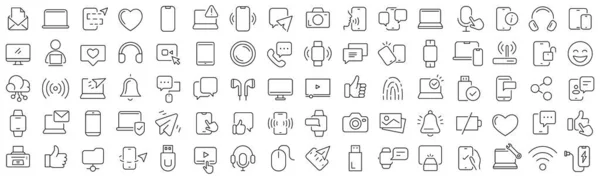 Set Device Technology Line Icons Collection Black Linear Icons —  Fotos de Stock