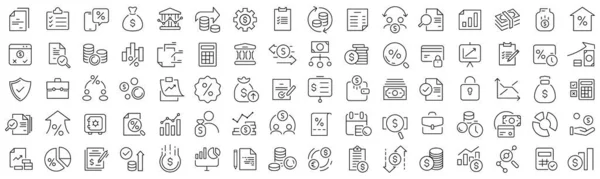 Set Taxes Accounting Line Icons Collection Black Linear Icons — Stock Photo, Image