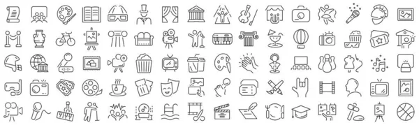 Set Culture Art Line Icons Collection Black Linear Icons — Stockfoto