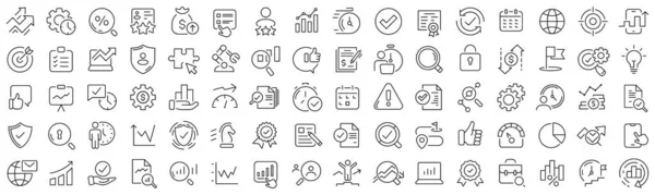 Set Assessment Analysis Line Icons Collection Black Linear Icons — Foto Stock