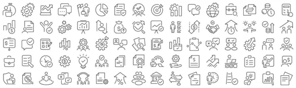 Set Workflow Audit Line Icons Collection Black Linear Icons — Stockfoto