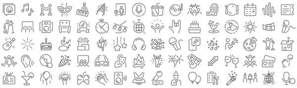 Set Party Celebration Line Icons Collection Black Linear Icons — Zdjęcie stockowe