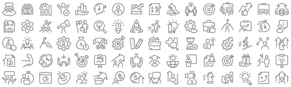Set Startup Development Line Icons Collection Black Linear Icons — Photo