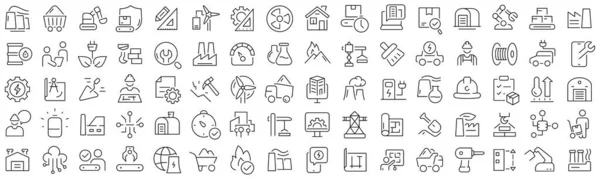 Set Industrial Construction Line Icons Collection Black Linear Icons — Fotografia de Stock