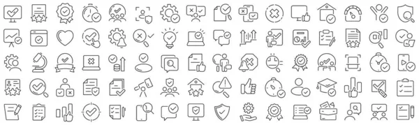 Set of quality analysis line icons. Collection of black linear icons
