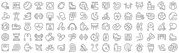 Set Sport Athletic Line Icons Collection Black Linear Icons — Stockfoto