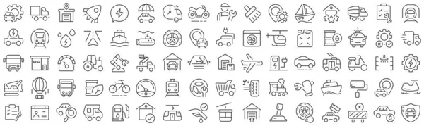 Set Auto Service Line Icons Collection Black Linear Icons — Stockfoto