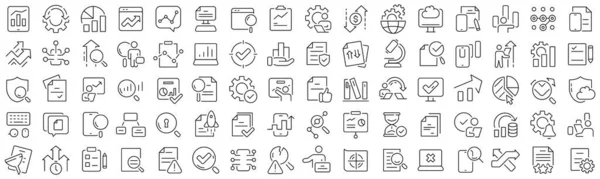 Set Data Analysis Line Icons Collection Black Linear Icons —  Fotos de Stock