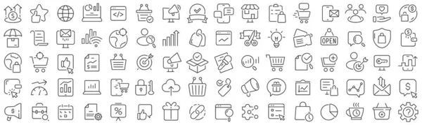 Set Marketing Advertising Line Icons Collection Black Linear Icons —  Fotos de Stock