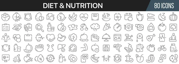 Sammlung Von Symbolen Für Ernährung Und Ernährung Großes Symbol Flachem — Stockfoto
