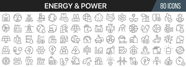 Sběr Ikon Energetických Elektrických Vedení Velká Ikona Uživatelského Rozhraní Nastavená — Stock fotografie