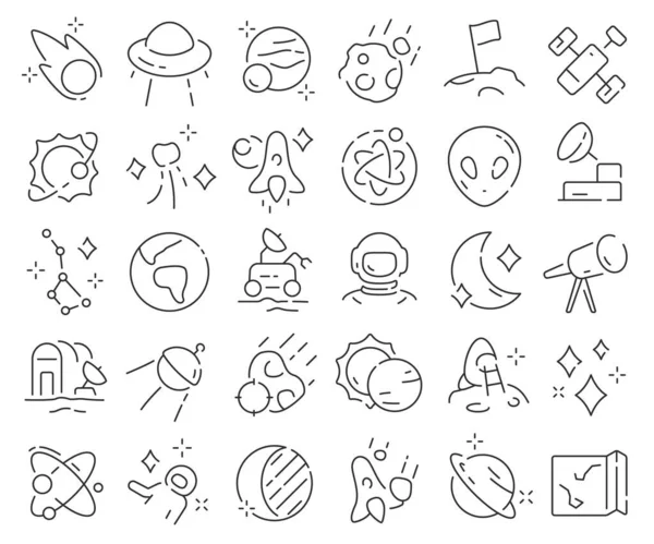 Cosmos Line Icons Collection Thin Outline Icons Pack Vector Illustration — Stock Photo, Image