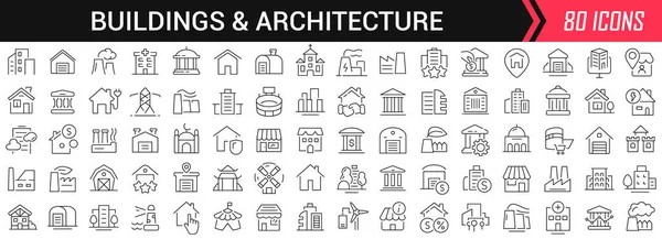 Gebäude Und Architektur Lineare Symbole Schwarz Große Sammlung Von Icons — Stockfoto