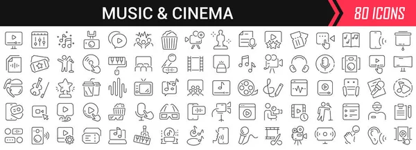 Hudba Kino Lineární Ikony Černé Barvě Velká Kolekce Ikon Uživatelského — Stock fotografie