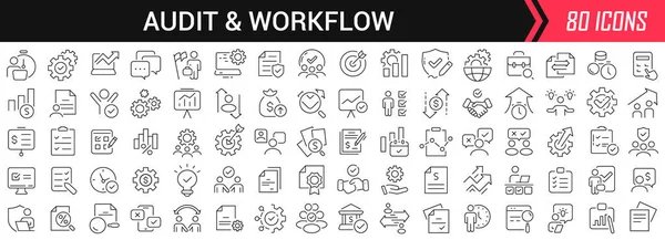 Audity Workflow Lineární Ikony Černé Barvě Velká Kolekce Ikon Uživatelského — Stock fotografie