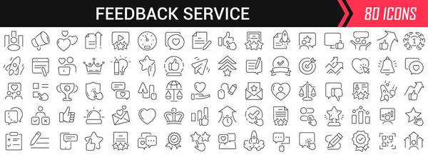 Lineare Symbole Des Feedback Dienstes Schwarz Große Sammlung Von Icons — Stockfoto