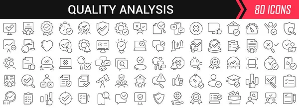 Analýza Kvality Lineární Ikony Černé Barvě Velká Kolekce Ikon Uživatelského — Stock fotografie
