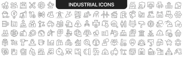 Kolekcja Ikon Przemysłowych Czerni Ikony Duży Zestaw Projektowania Wektorowe Ikony — Zdjęcie stockowe