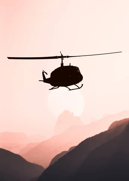 Helicóptero Militar Utilitário Americano Voo — Fotografia de Stock