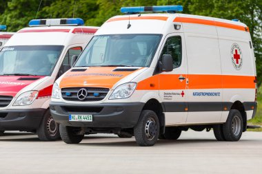 Nienburg/Weser, Germany. May 07, 2022: Ambulance from the German Red Cross. The German Red Cross (German: Deutsches Rotes Kreuz is the national Red Cross Society in Germany.) clipart