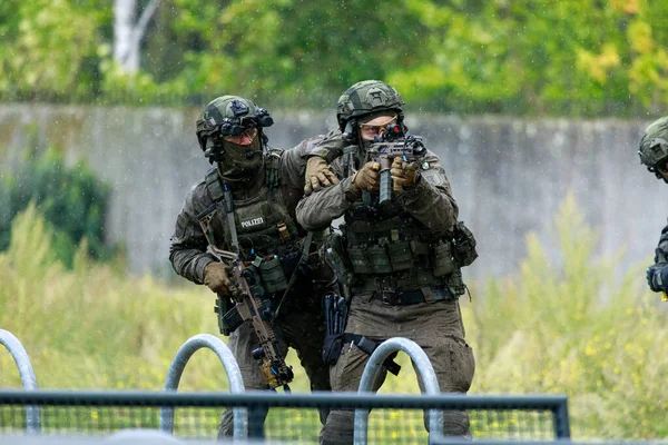 Berlim Alemanha Setembro 2022 Unidades Táticas Policiais Alemãs Alemão Spezialeinsatzkommando — Fotografia de Stock