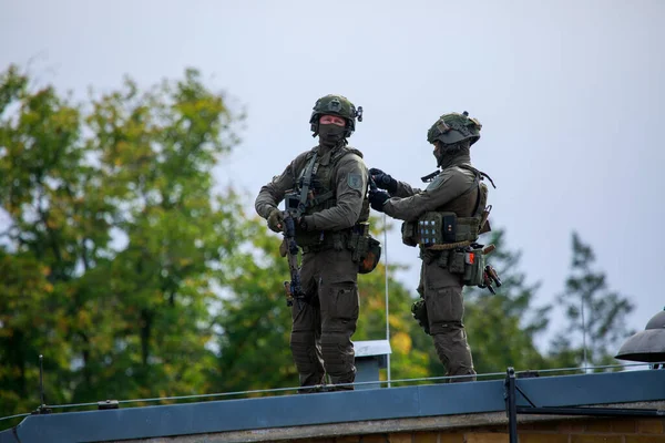 Berlin Allemagne Septembre 2022 Les Unités Tactiques Police Allemande Allemand — Photo