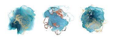 Alkol mürekkebi soyut şekil Altın ve mavi doku