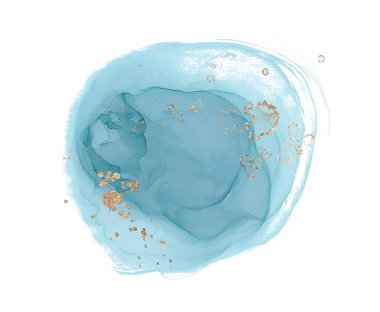 Alkol mürekkebi soyut şekil Altın ve mavi doku