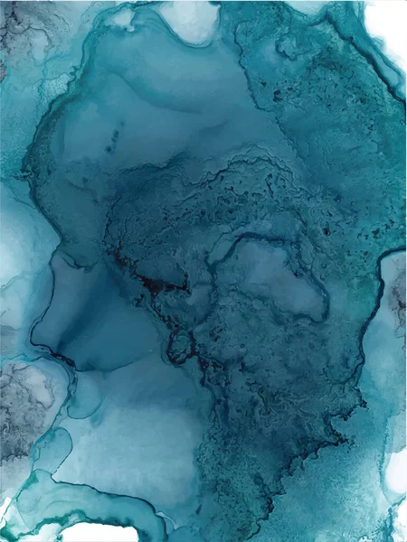 Alkol mürekkebi dokusu. Soyut el boyası mavi arkaplan.